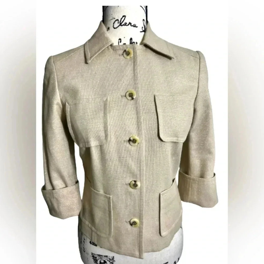 WORTH Y2K SPARKLES CLASSIC BLAZER WITH POCKETSβ -GOLD & CREAM